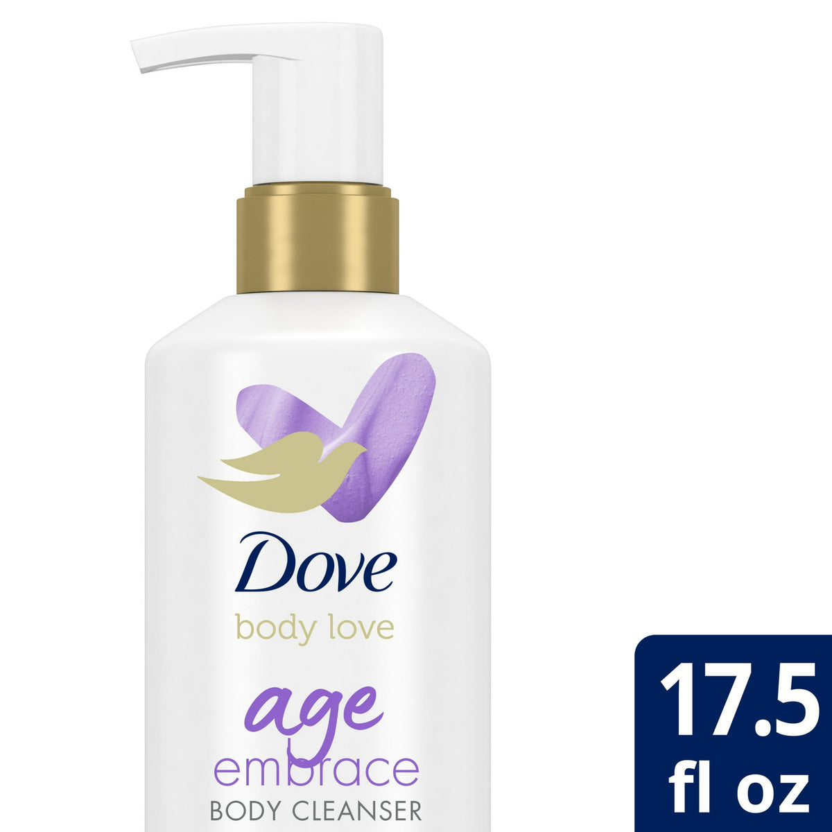 Dove Body Love Age Embrace Daily Use Peptide Serum Women's Body Cleanser, Unscented, 17.5 fl oz